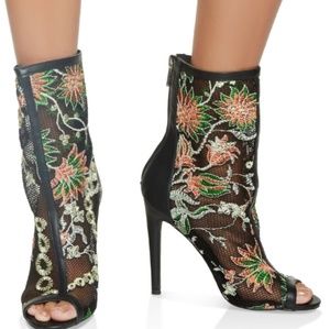 Haute Couture Fishnet Boots High Heels Booties 6.5